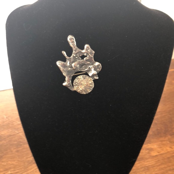 Sterling and 14 K Brutalist Brooch - Picture 4 of 8
